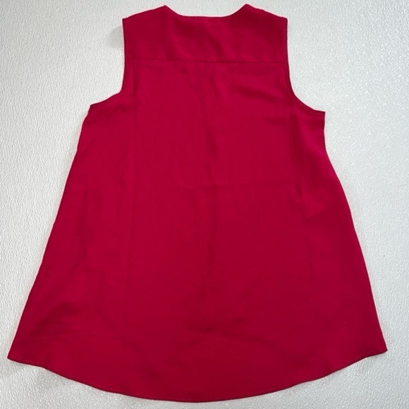 NWT BCBGMaxAzria Sangria Red Keyhole Womens Sleeveless Satin Georgette Top S - Picture 7 of 9